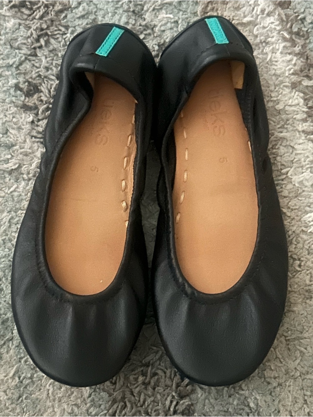 Tieks by Gavrieli Womens Leather Ballet Slip On Flats Black Size 5